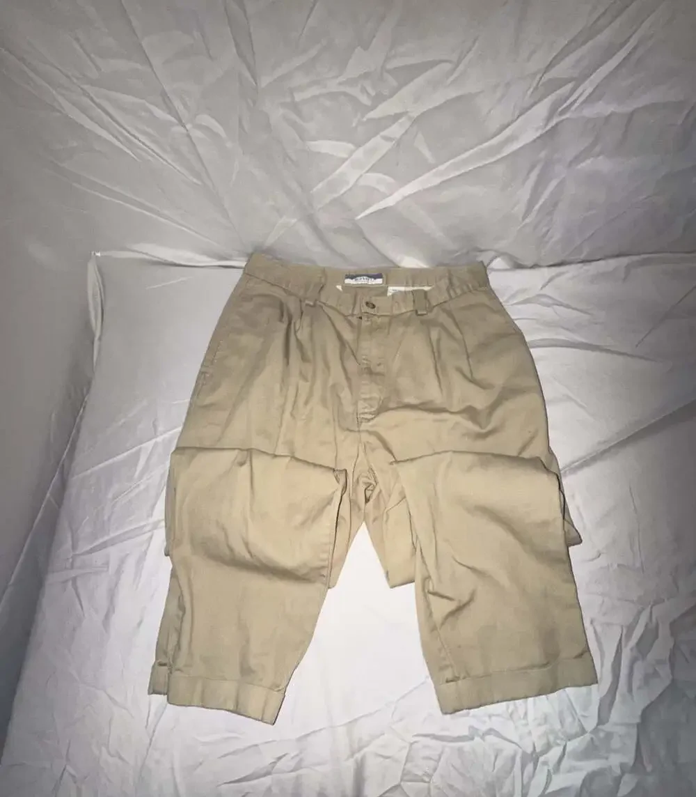 Vintage Old Navy Pleated Khaki Chino Pants Size 34x30 Beige Cotton